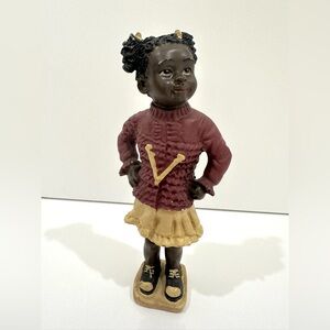 Vintage Black African American Figurine School Girl Sports Cheerleader Cheer 6”